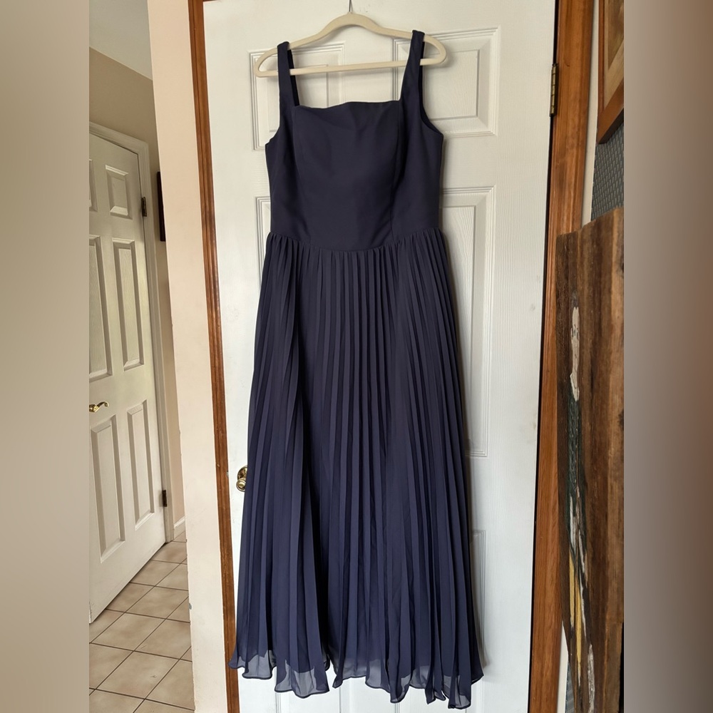 Elegant Periwinkle Pleated Dress